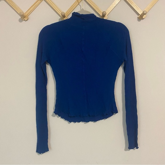 Intimately Free People Royal Blue Mock Neck Waffle Knit size XS - Picture 7 of 9